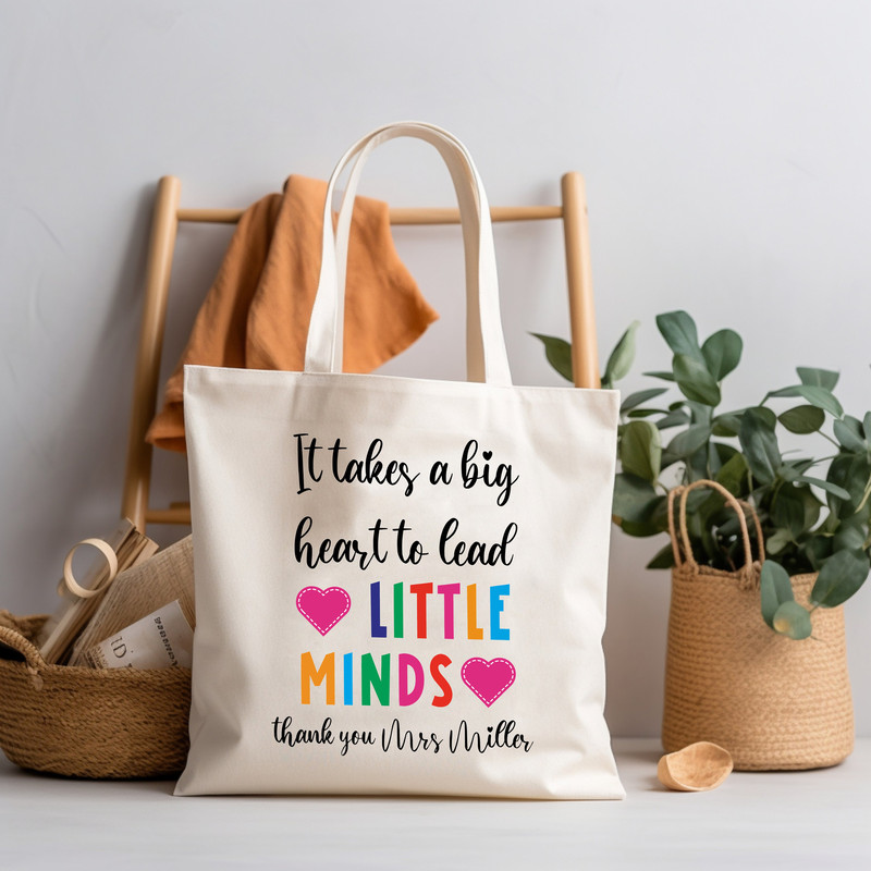 Custom Teacher Tote Bag, Little Minds Tote Bag End of Year Teacher Gift Bag, Thank You Teacher Gift Personalized, Teacher Appreciation Gift - 3.jpg