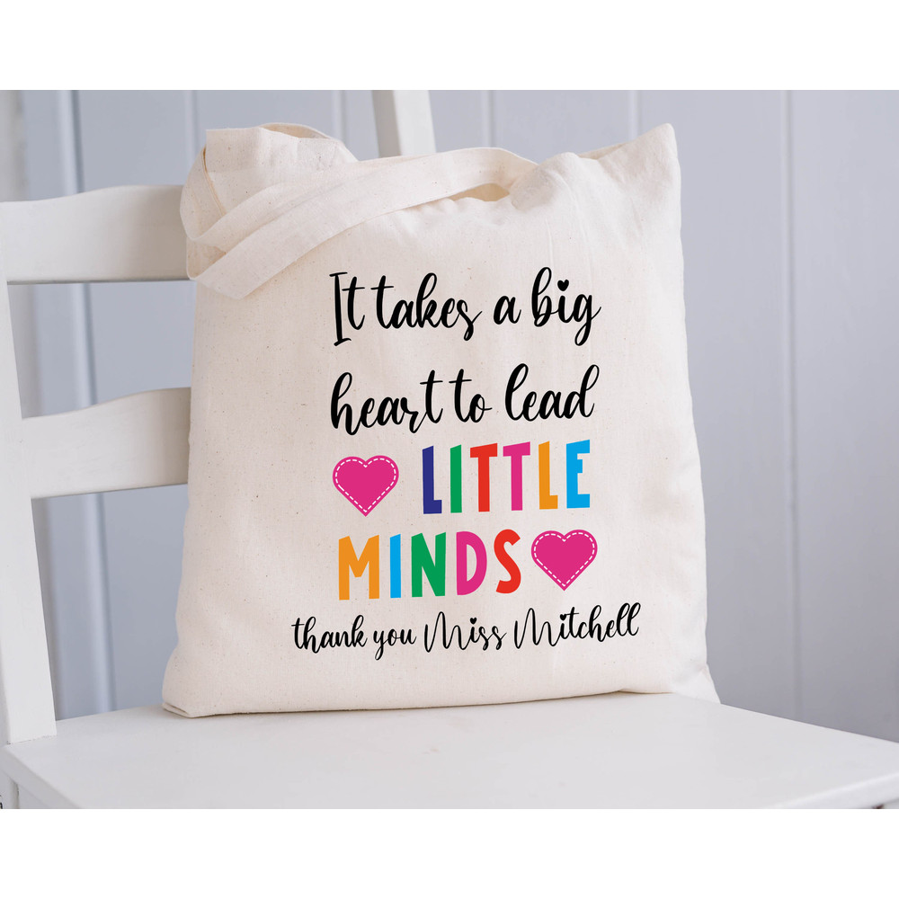 Custom Teacher Tote Bag, Little Minds Tote Bag End of Year Teacher Gift Bag, Thank You Teacher Gift Personalized, Teacher Appreciation Gift - 4.jpg