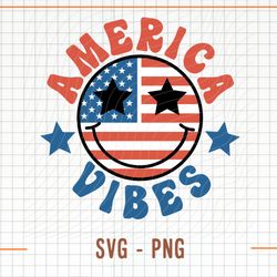 america vibes flag smile face svg, png, 4th of july svg, usa sublimation, america png, 4th of july s