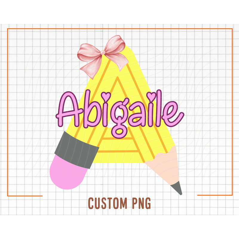 Back to School Kids Pencil Png, Custom Alphabet Name Png, Personalized School Kids Shirt Png, Cute School Supplies Png, Sublimation Design - 3.jpg
