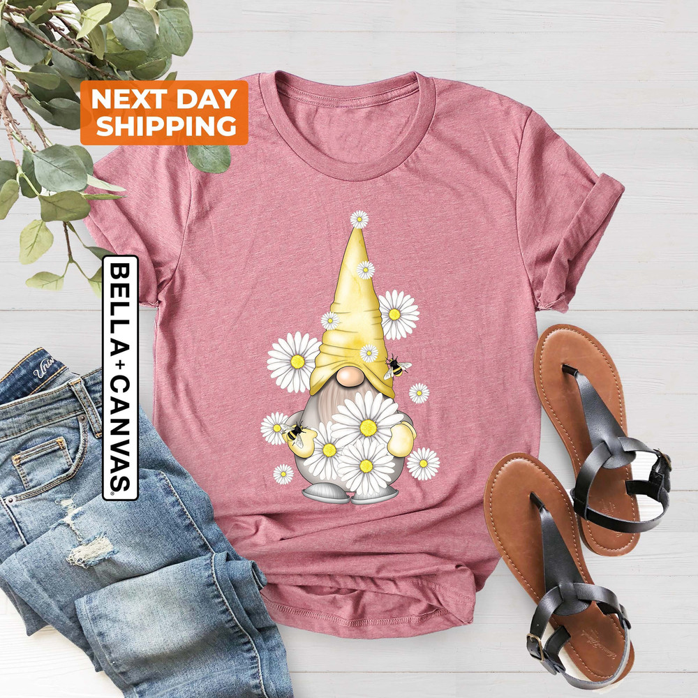 Cute Gnome Shirt, Spring T-Shirt, Kids Gnome Shirts, Daisy Graphic Tees, Floral Shirts for Women, Spring Gnome Tee, Daisy Lover Shirt - 1.jpg