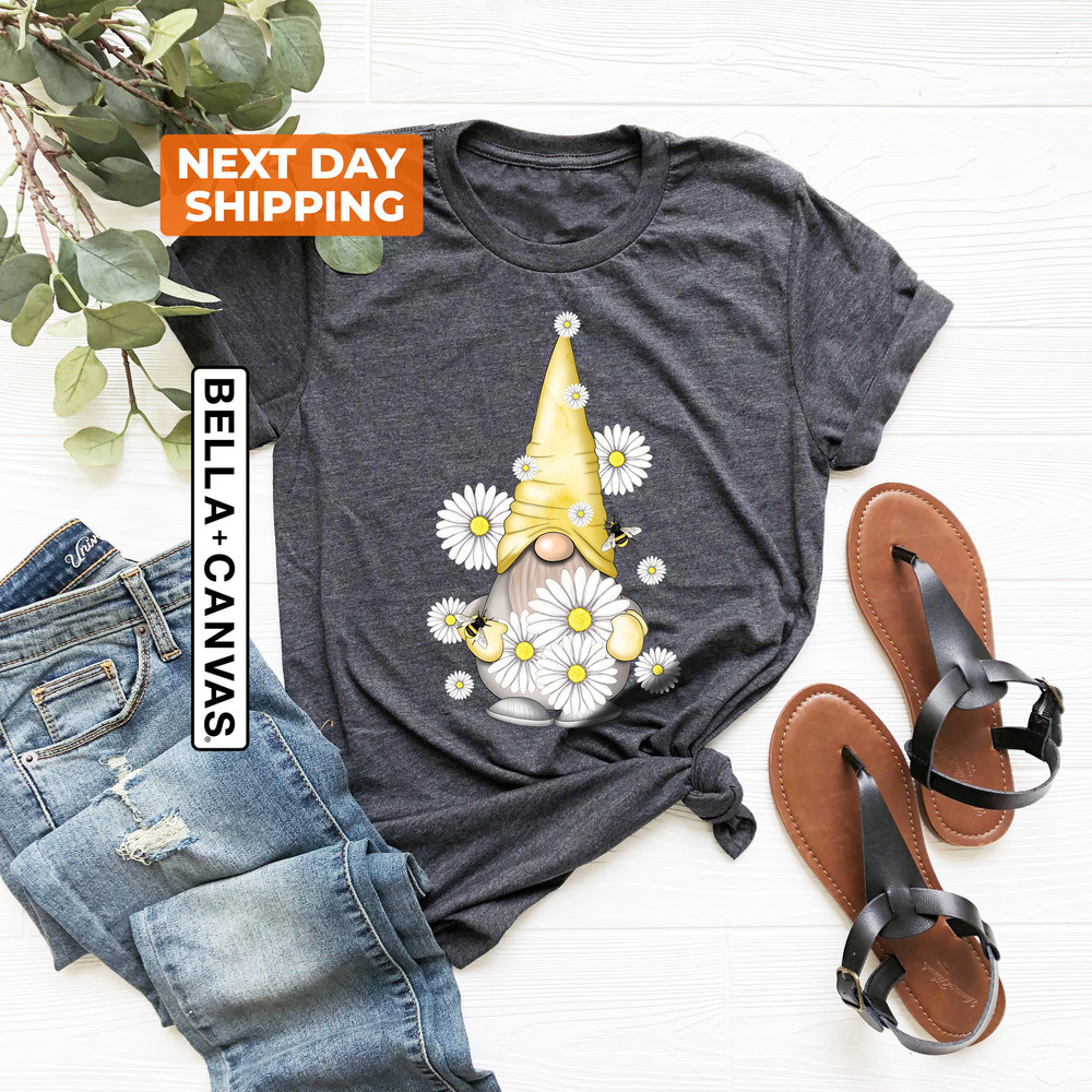 Cute Gnome Shirt, Spring T-Shirt, Kids Gnome Shirts, Daisy Graphic Tees, Floral Shirts for Women, Spring Gnome Tee, Daisy Lover Shirt - 2.jpg