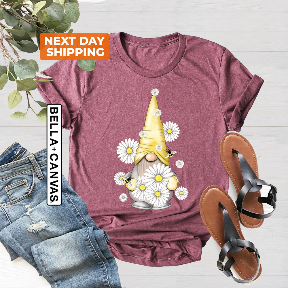 Cute Gnome Shirt, Spring T-Shirt, Kids Gnome Shirts, Daisy Graphic Tees, Floral Shirts for Women, Spring Gnome Tee, Daisy Lover Shirt - 3.jpg
