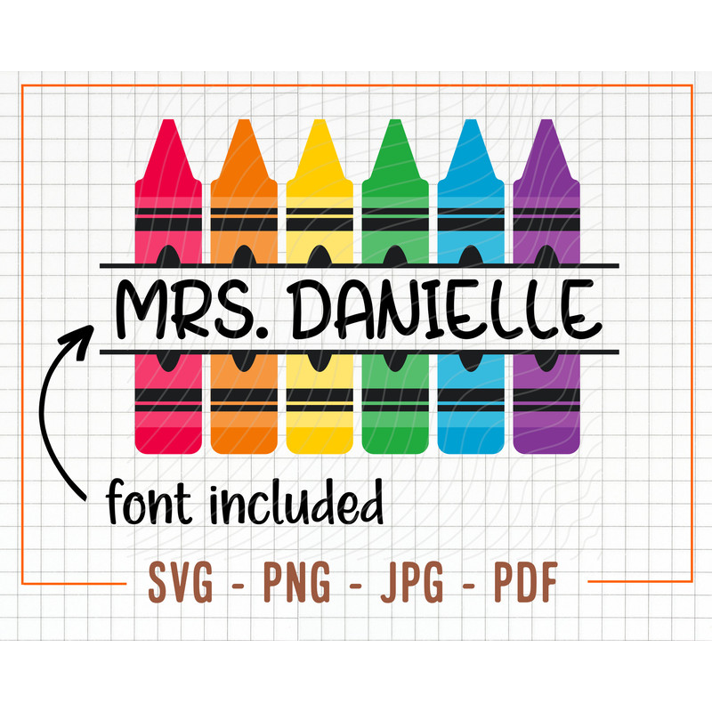 Crayon Monogram Svg, Png, and Font File, Crayon Split Monogram Svg, Teacher Monogram Svg, Crayon Svg, Crayon Png, Crayon Cut File and Font - 1.jpg