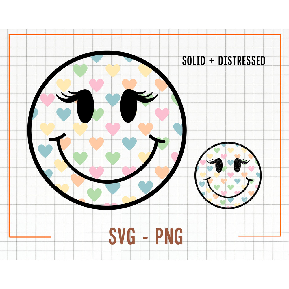 Distressed Retro Smile Face SVG and PNG, Smile with Retro Hearts Svg Design, Smile Face Png, Trendy Smile Face Hearts Svg, Sublimation - 1.jpg