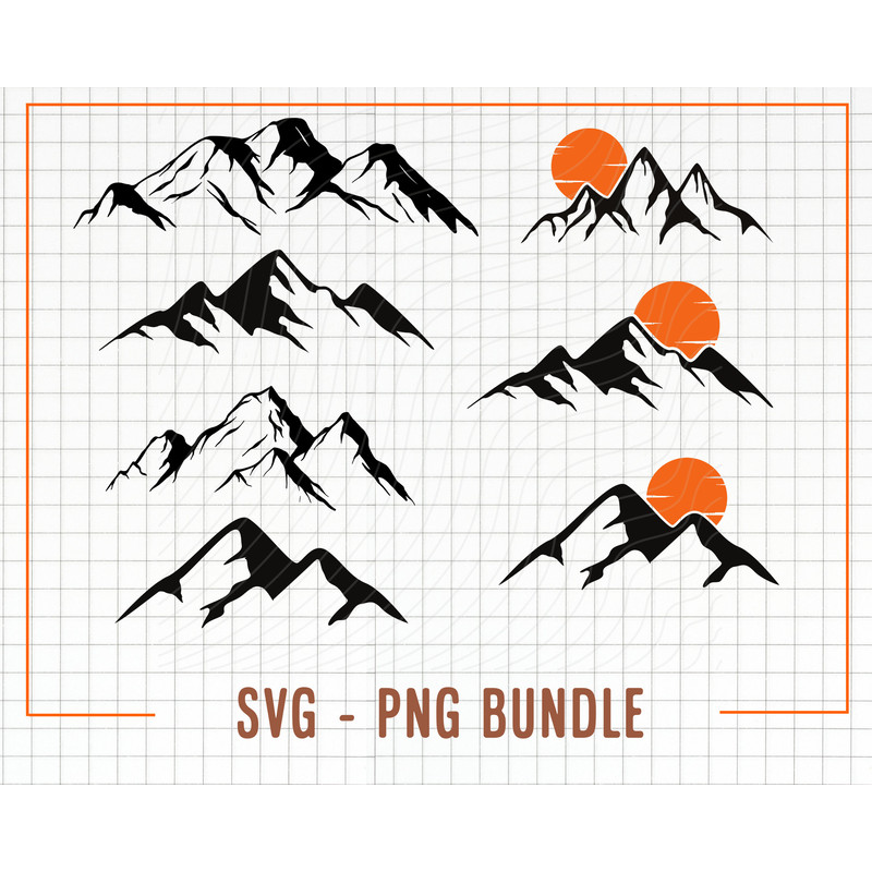 Mountains SVG Bundle, Mountains Svg Cut File, Christmas Gift Mountain Range SVG Mountains Png, Svg Clipart Files, Mountain Vector - 1.jpg