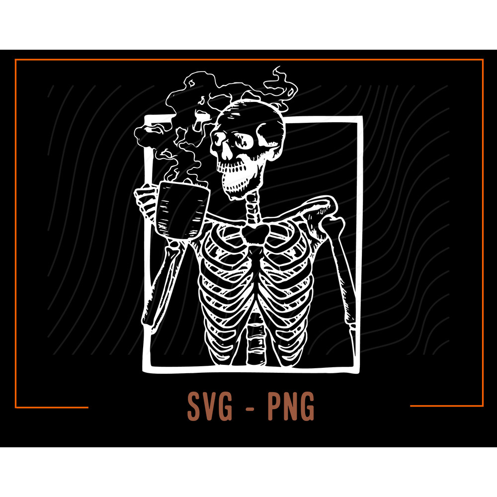 Skeleton Drinking Coffee Svg, Skeleton Svg, Coffee cut file, Skeleton Coffee, Coffee Mug, Coffee Png, Svg files for Cricut, Halloween Design - 1.jpg