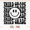 Third Grade Smiling Svg, 3rd Grade Svg, Vector Cut Files for Cricut & Silhouette, Instant Download, Wavy Stacked Third Grade Smiiling Face - 1.jpg