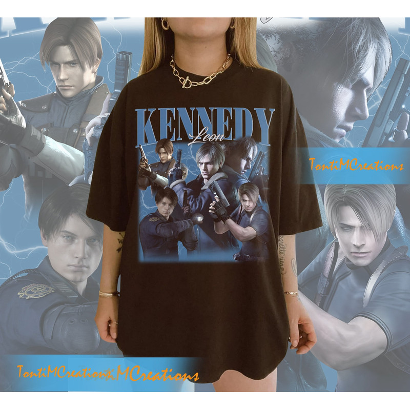 Blue Leon Shirt, Leon Vintage 90s Shirt, Leon Residence Evil Shirt, Leon Kennedy Vintage 90s Hoodie, Horror Game Sweathirt - 2.jpg