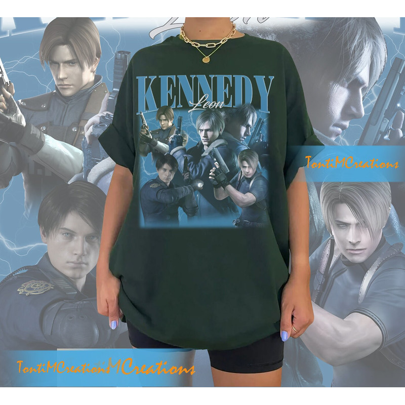 Blue Leon Shirt, Leon Vintage 90s Shirt, Leon Residence Evil Shirt, Leon Kennedy Vintage 90s Hoodie, Horror Game Sweathirt - 3.jpg