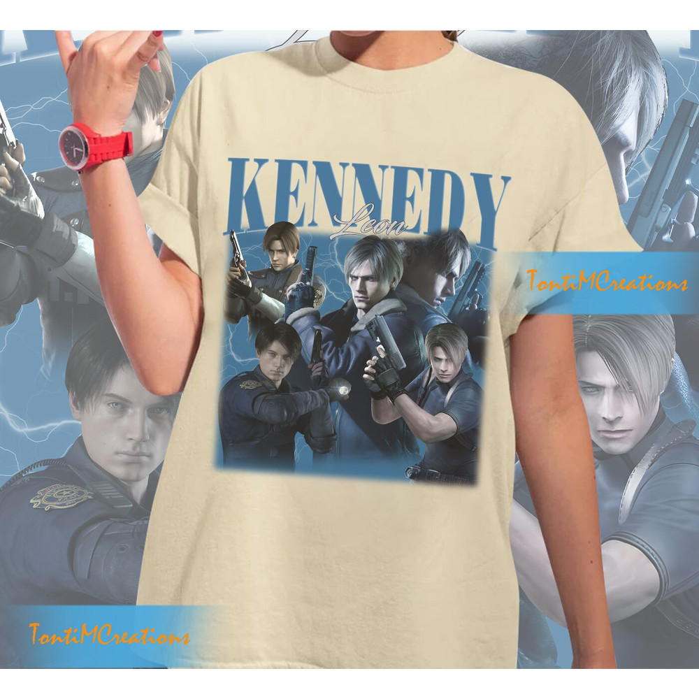 Blue Leon Shirt, Leon Vintage 90s Shirt, Leon Residence Evil Shirt, Leon Kennedy Vintage 90s Hoodie, Horror Game Sweathirt - 4.jpg