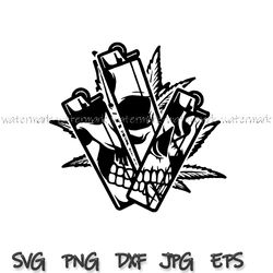 lighter skull smoking weed svg, weed svg, cannabis svg, smoking joint svg, 420 svg, weed shirt png instantdownload
