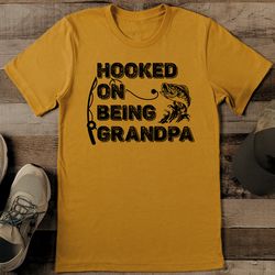 hooked on being grandpa tee