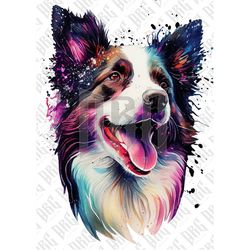 Australian Shepherd Dog PNG | Colorful Shepherd Dog Breed Sublimation for Shirts Art Mugs Tumbler | Dog PNG | Dog Illust