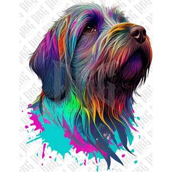 Wirehaired Pointing Griffon Dog PNG | Colorful Dog Breed Sublimation for Shirts Art Mugs Tumbler | Dog Portrait PNG | Do