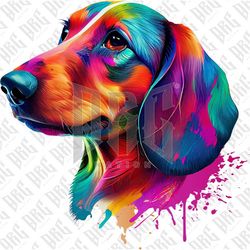 Colorful Dachshund png Sublimation Design Download, Hand Drawn Dachshund png, Portrait png, Sublimation Designs Download