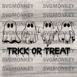 Trick or Treat SVG-Halloween Cut File Digital Design Download-spooky season svg, ghost svg, boho ghost svg, retro svg,