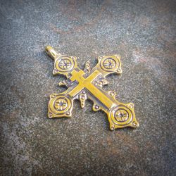 Gutsul brass cross necklace,Handmade cross necklace pendant,christianity cross pendant,ukraine gutsul cross jewelry