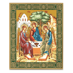 Andrei Rublev: The Holy Trinity - Copy | Wooden Orthodox Icon. Gold and silver foiled | size: 22,5 x 18 x 2 cm