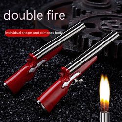 Double Flame Metal Small Gun Shape Lighter