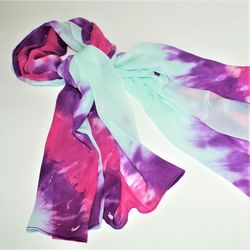 Hand-Dyed Silk Shawl & Chiffon Scarf for Women | Tie Dye