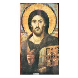 Christ Pantocrator Sinai | Printing on the canvas (levkas), and mounted on wood | Size 18 x 10 cm
