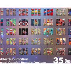 35 marvel comic 20oz skinny straight & tapered bundle, full tumbler wrap, marvel comic tumbler, digital download