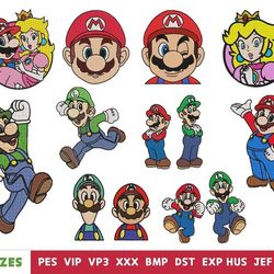 Super Mario Embroidery Designs, Game character embroidery design - machine embroidery design files - 10 formats, 5 sizes