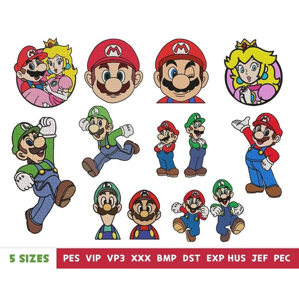 Super Mario Embroidery Designs, Game character embroidery design - machine embroidery design files - 10 formats, 5 sizes.jpg