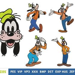 mickey mouse embroidery design - machine embroidery design files - goofy - 10 formats, 5 sizes