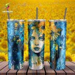 sunflower splash sublimation 20oz tumbler - instant download!  20oz tumbler design 20oz '9.2 x 8.3' straight skinny tumb