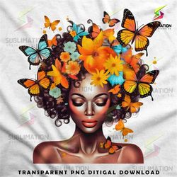fantasy colorful african girl beautiful floral butterfly art colorful african girl with flowers and butterflies transpar