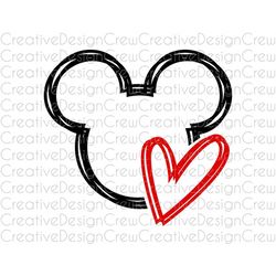 Mickey Valentines Day SVG, Mickey Heart SVG, Valentines Day, Silhouette, Cricut, Digital File