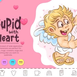 cute cupid with heart. clipart