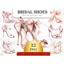 Set of 12, Watercolor Wedding Shoes Clipart, Watercolor Shoes, Floral Shoes Clipart, Bridal Shoes Clipart, Bachelorette