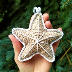 Crochet Christmas star ornament pattern easy Gingerbread amigurumi pattern large Crochet Christmas tree decorations