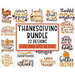 thanksgiving svg bundle, fall svg, thankful svg, pumpkin svg, turkey svg,  gobble svg, svg files for cricut, silhouette,