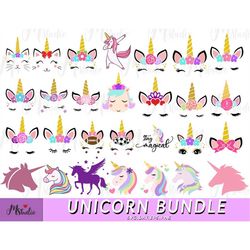 unicorn bundle svg, bundle svg, unicorn horn, unicorn clipart, unicorn face svg, unicorn svg file.