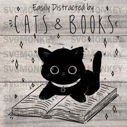 Black Cat Book For Women Life Is Better With Cats And Books Greeting Card SVG PNG EPS DXF