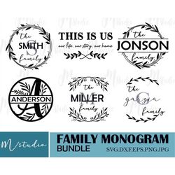 family monogram svg bundle, and free split monogram letters.
