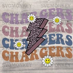 Chargers Leopard Lightning Bolt SVG – Chargers Groovy Retro SVG PNG EPS DXF PDF, Cricut File
