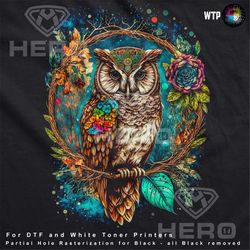 brown owl dream catcher barn owl dream catcher boho dream catcher perched wise old owl  dtf download for dark garments