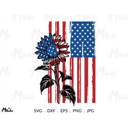 american flag distressed sunflower svg, patriotic sunflower png, sunflower png, patriotic sunflower svg, usa flag, digit