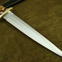 Custom Handmade Damascus Double Edge Dagger Hunting Knife Fixed Blade Knife,