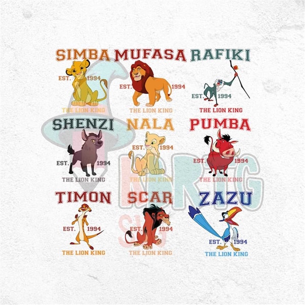 Retro The Lion King Movie Characters PNG, Simba Nala Pumbaa | Inspire ...