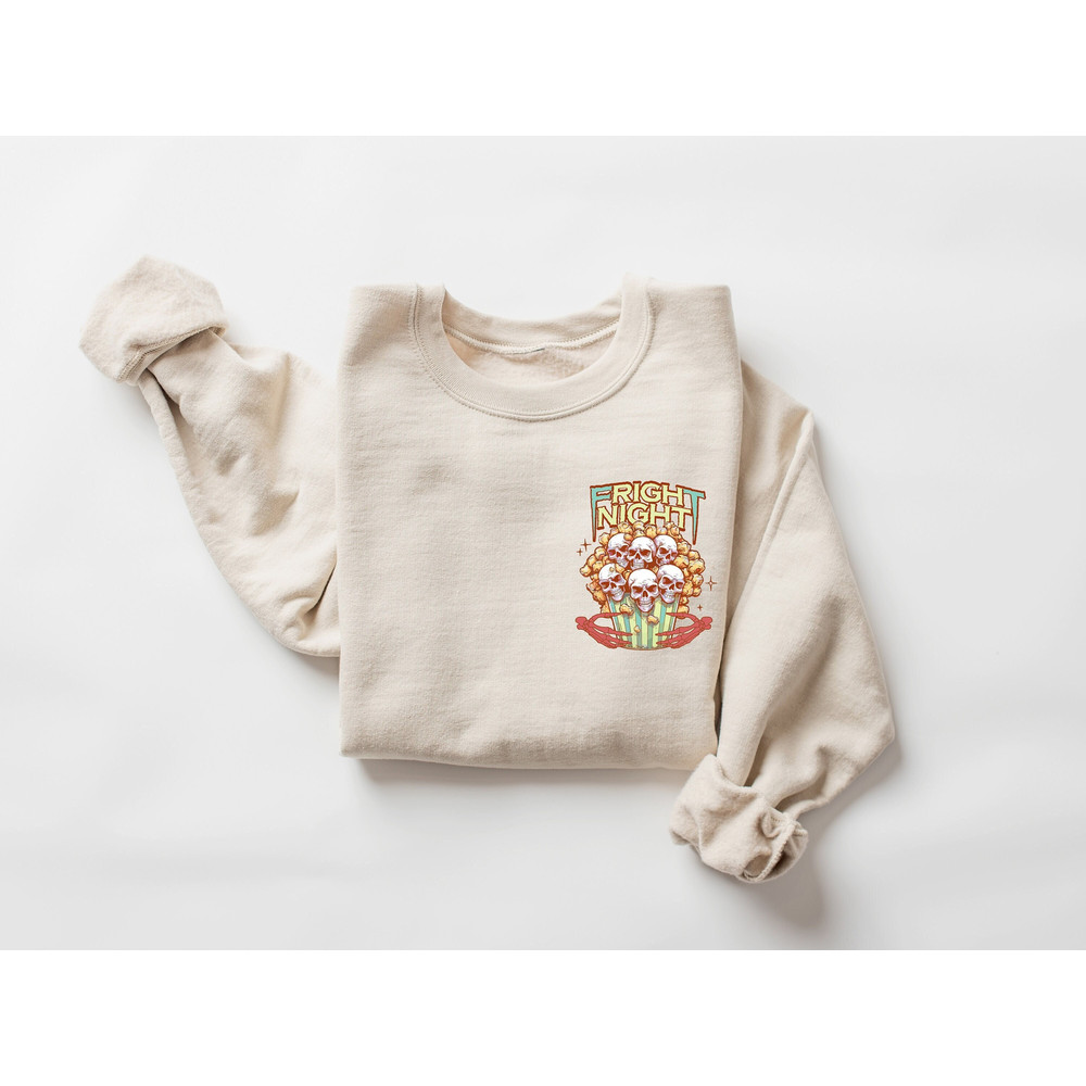 Fright Night Halloween, Halloween Horror Nights Shirt, Horror Movie Shirt, Halloween Trends, Skull Popcorn Sweatshirt, Halloween Gifts - 1.jpg