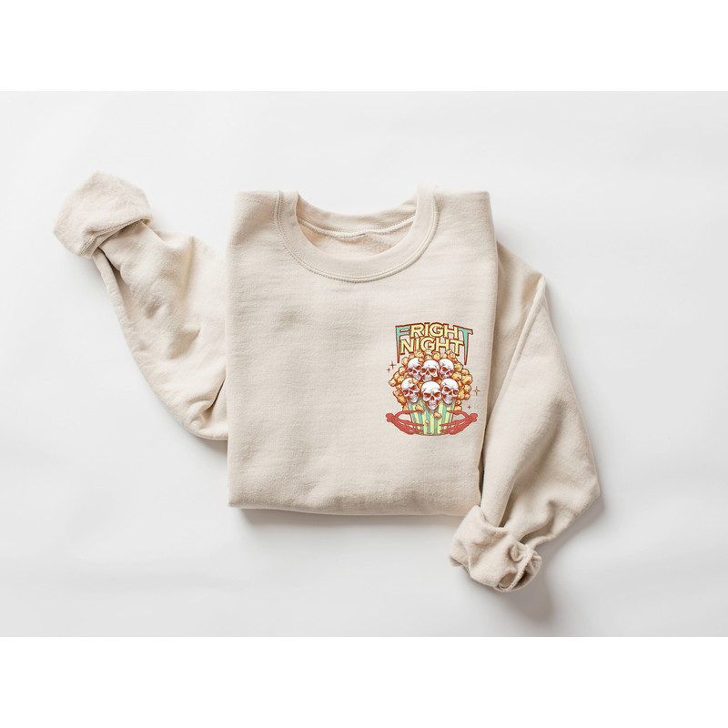 Fright Night Halloween, Halloween Horror Nights Shirt, Horror Movie Shirt, Halloween Trends, Skull Popcorn Sweatshirt, Halloween Gifts - 1.jpg