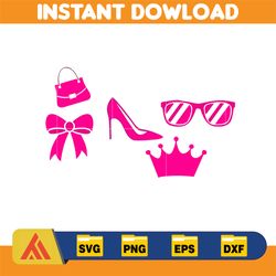 barbi logo, barb svg, princess silhouette, girl svg, sticker clipart, svg files, instant download (27)
