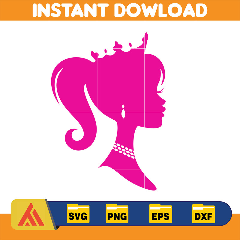 Barbi Logo, Barb Svg, Princess Silhouette, Girl Svg, Sticker Clipart, Svg Files, Instant Download (31).jpg