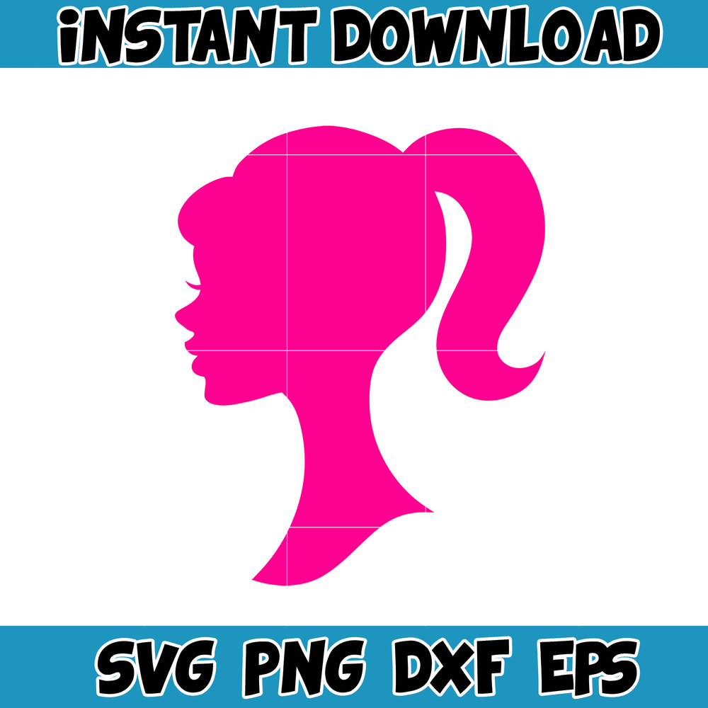 Barbi Icons Logo Babe Doll Girly Princess Silhouette Head Pink, SVG Clipart Digital Download Sublimation Cricut Cut (57).jpg